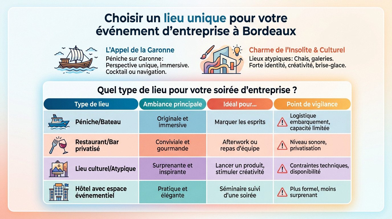 Peniche soiree entreprise Garonne Bordeaux