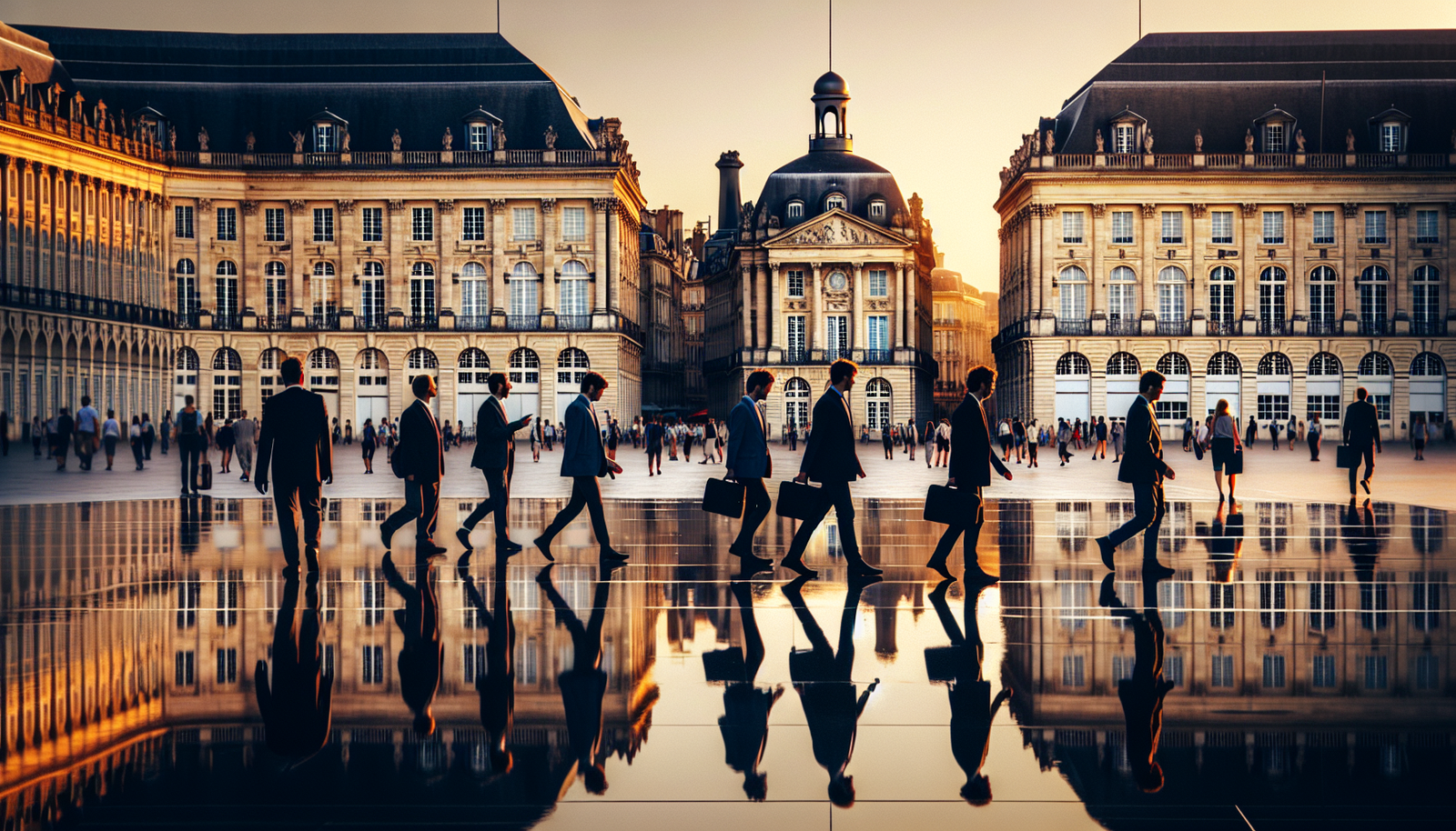Place de la Bourse et miroir d'eau à Bordeaux, cadre idéal pour un team building corporate